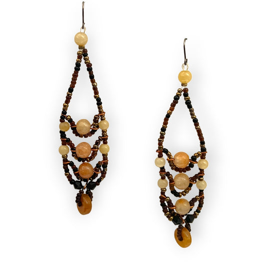Multi-tiered amber beaded drop earrings - Sundara Joon