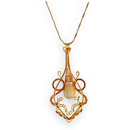 Organic gemstone pendant on chain necklace - Sundara Joon