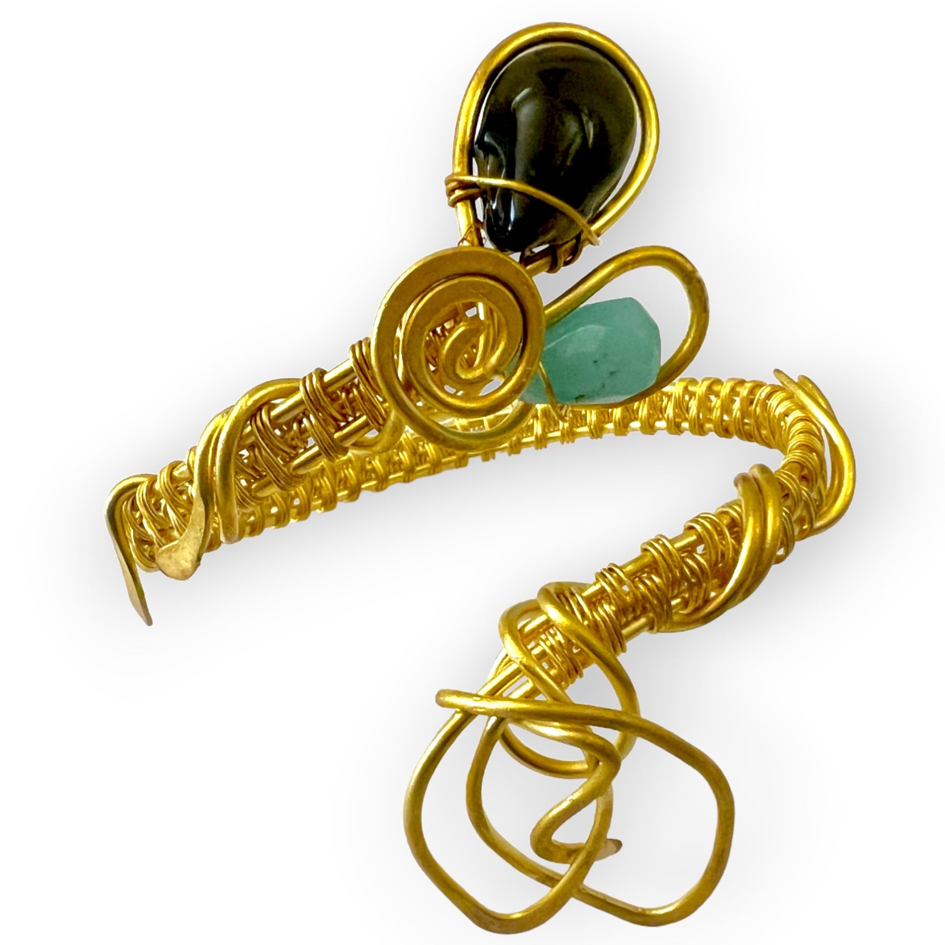 Organic inspired serpentine woven gemstone braceletSundara Joon