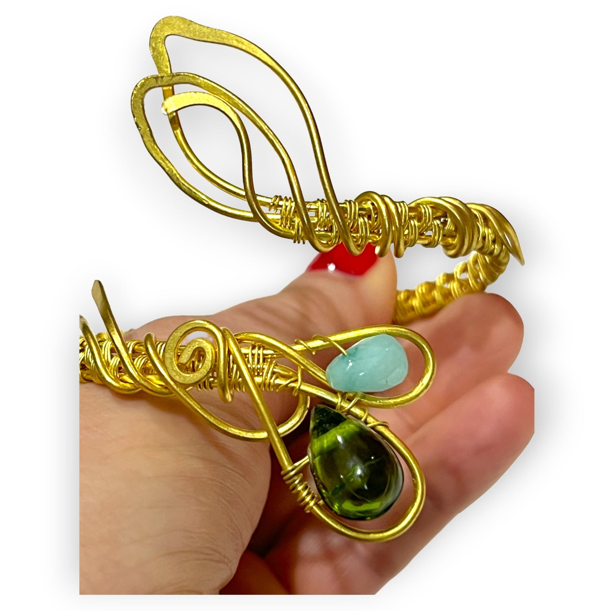 Organic inspired serpentine woven gemstone braceletSundara Joon