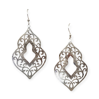 Organic shaped cutout silver tone earrings - Sundara Joon