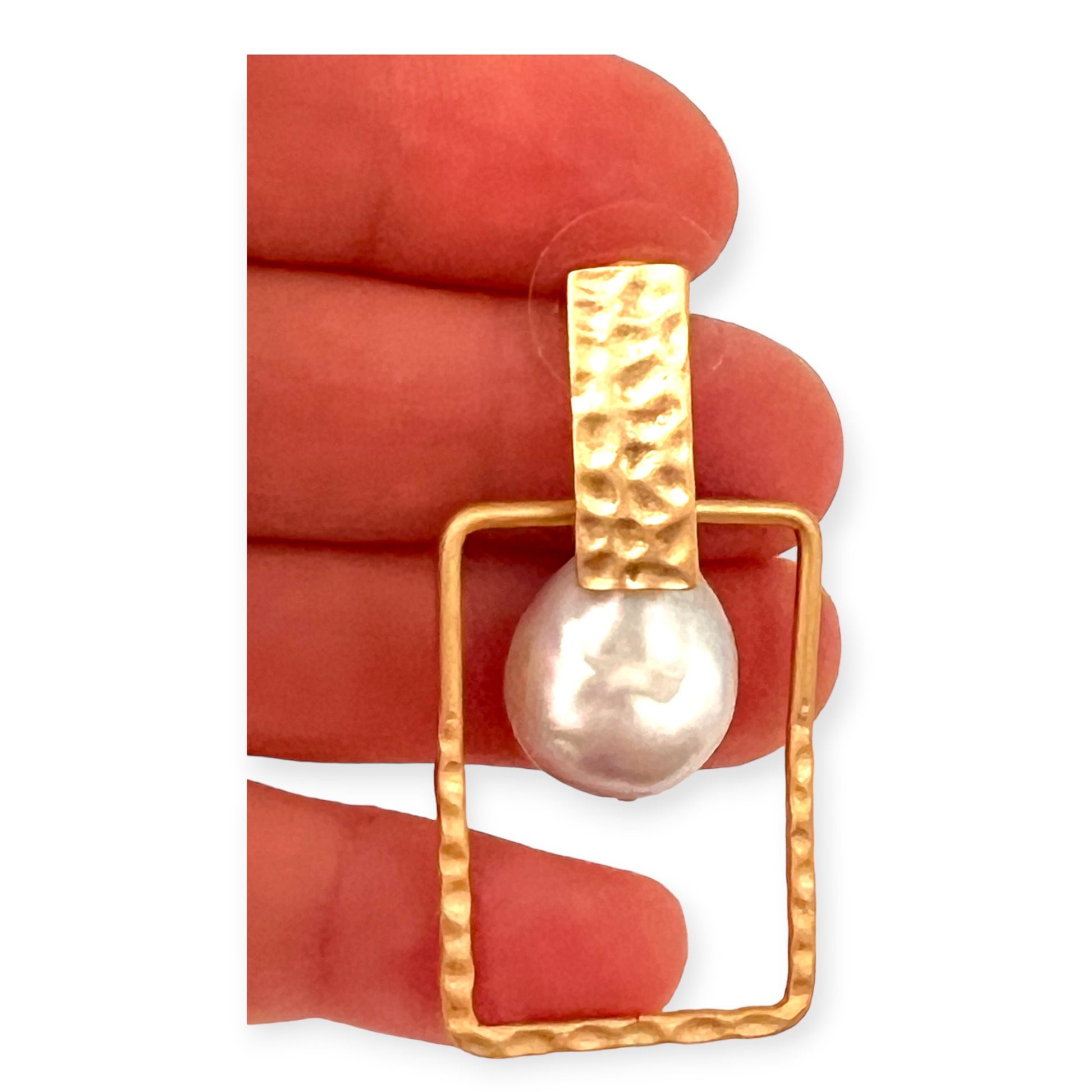 Pearl in a square drop statement earrings - Sundara Joon
