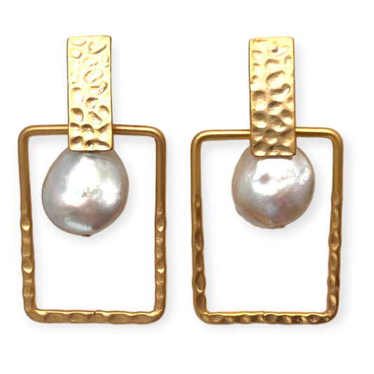Pearl in a square drop statement earrings - Sundara Joon