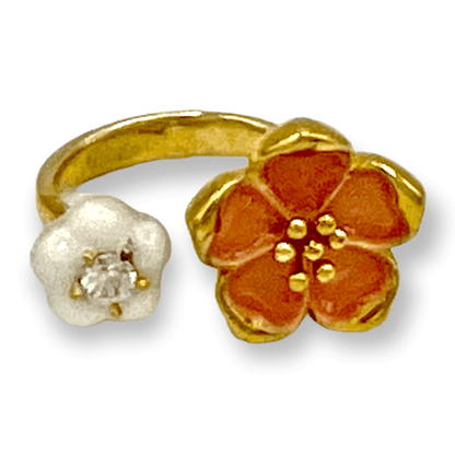 Pretty floral ring made of metal with enamel - Sundara Joon