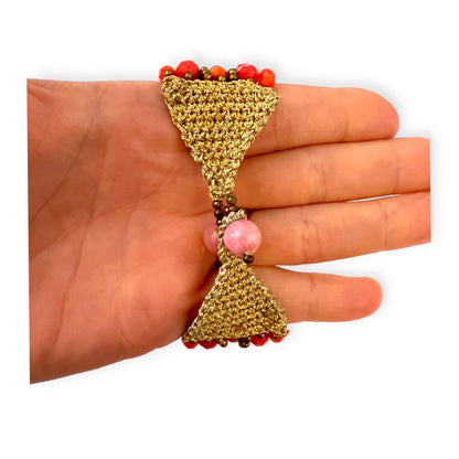 Red toned multi-strand beaded bracelet - Sundara Joon