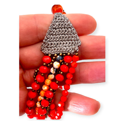 Red toned multi-strand beaded bracelet - Sundara Joon