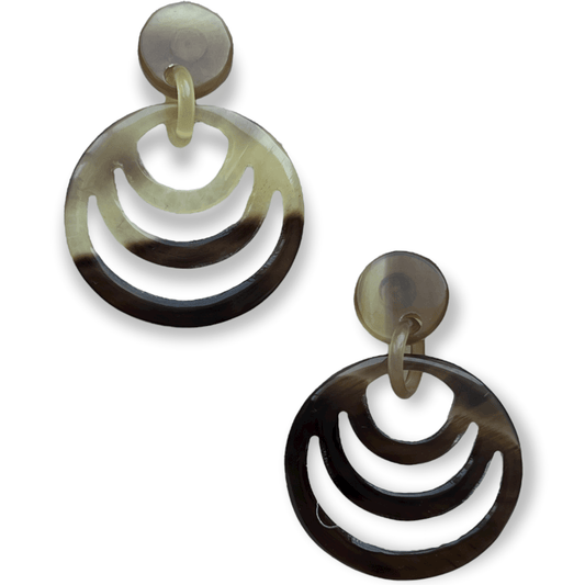 Round multi-ring drop earrings in rich earth tones - Sundara Joon