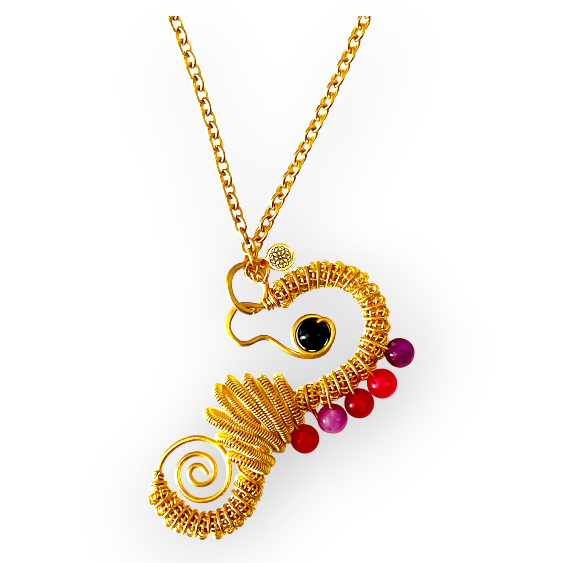Sea horse pink gemstone pendant necklace - Sundara Joon