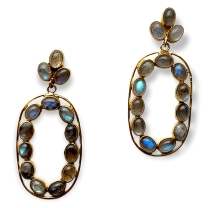 Shimmering ovals labradorite earrings with hoops - Sundara Joon