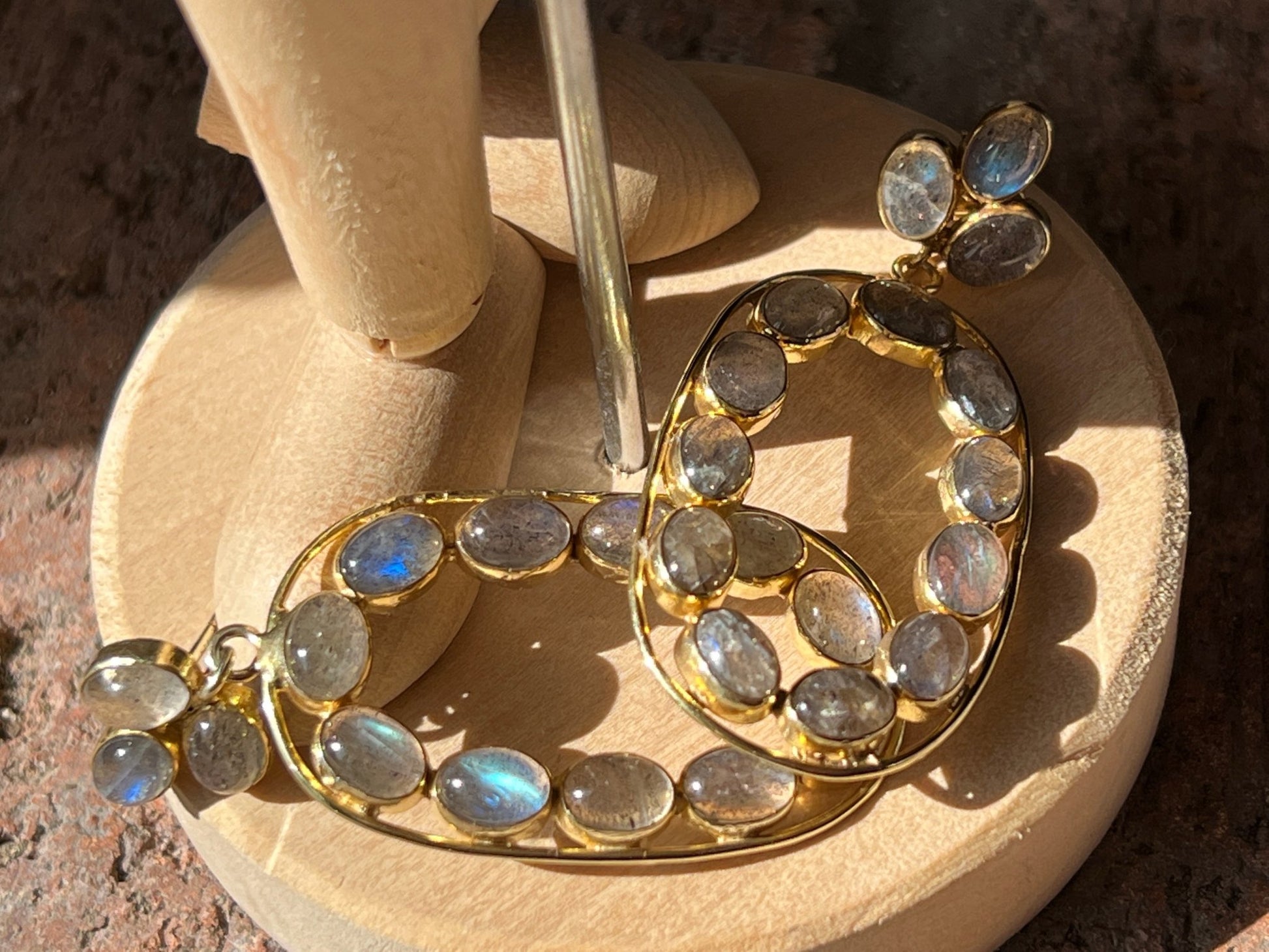 Shimmering ovals labradorite earrings with hoops - Sundara Joon