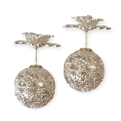 Silver filigree ball and flower stud earrings - Sundara Joon