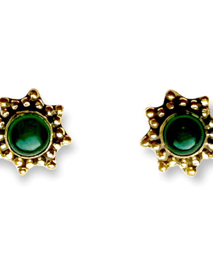 Simple star brass and gemstone stud earrings - Sundara Joon