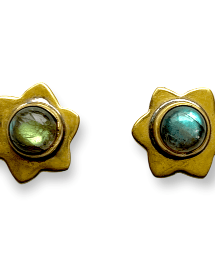 Simple star brass and gemstone stud earrings - Sundara Joon