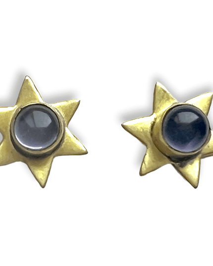 Simple star brass and gemstone stud earrings - Sundara Joon