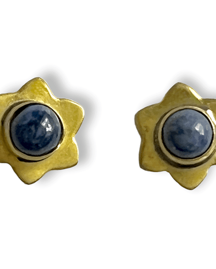 Simple star brass and gemstone stud earrings - Sundara Joon