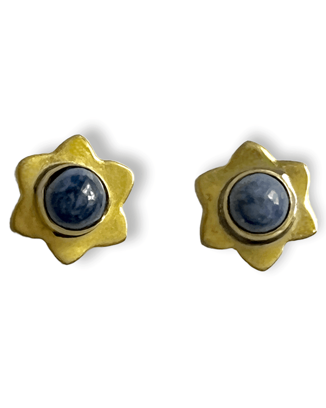 Simple star brass and gemstone stud earrings - Sundara Joon