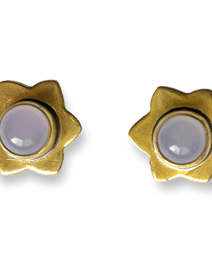 Simple star brass and gemstone stud earrings - Sundara Joon