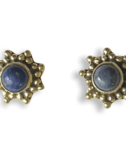 Simple star brass and gemstone stud earrings - Sundara Joon