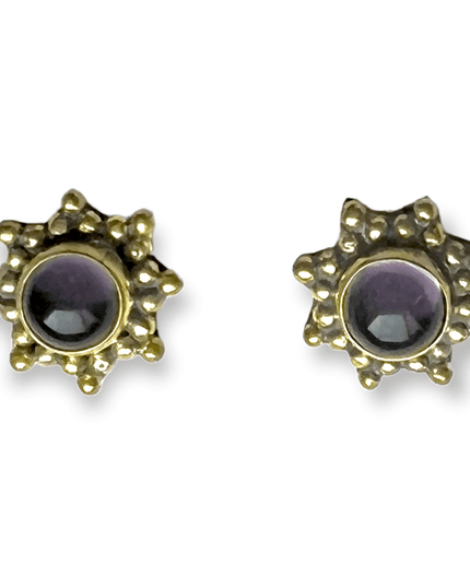 Simple star brass and gemstone stud earrings - Sundara Joon