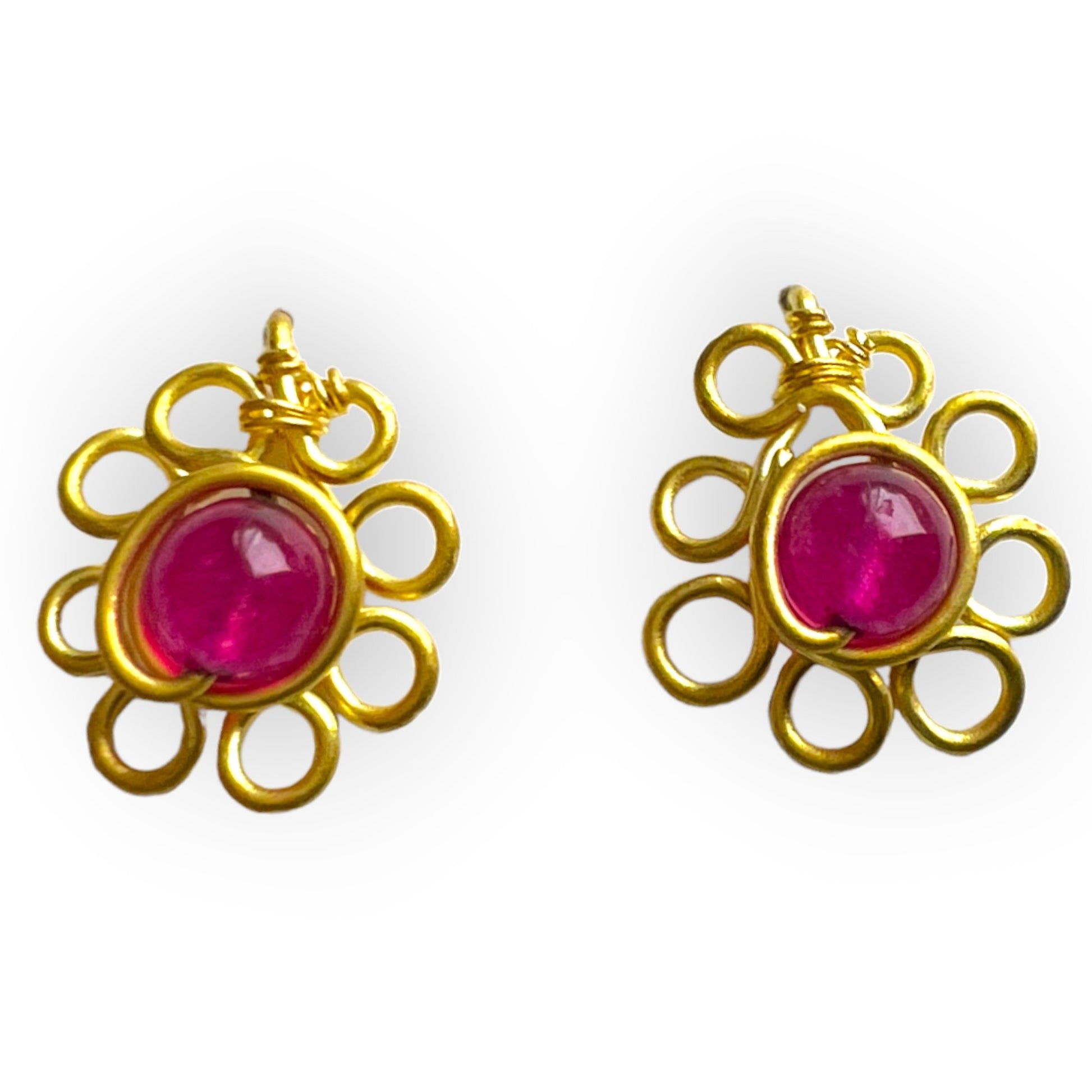 Simple delicate flower gemstone earrings - Sundara Joon