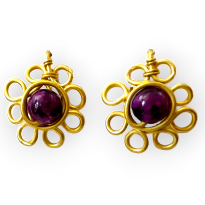 Simple delicate flower gemstone earrings - Sundara Joon