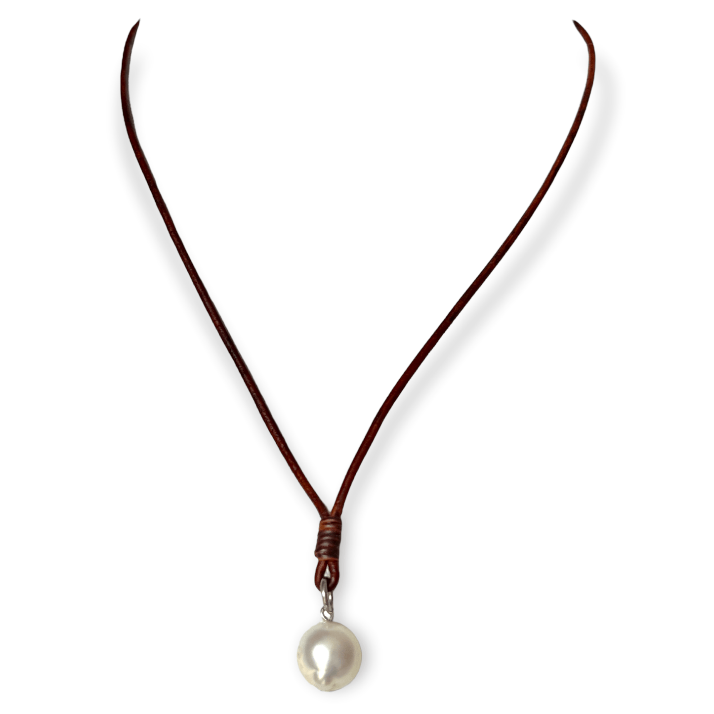 Simple double pearl necklace with a leather strap - Sundara Joon
