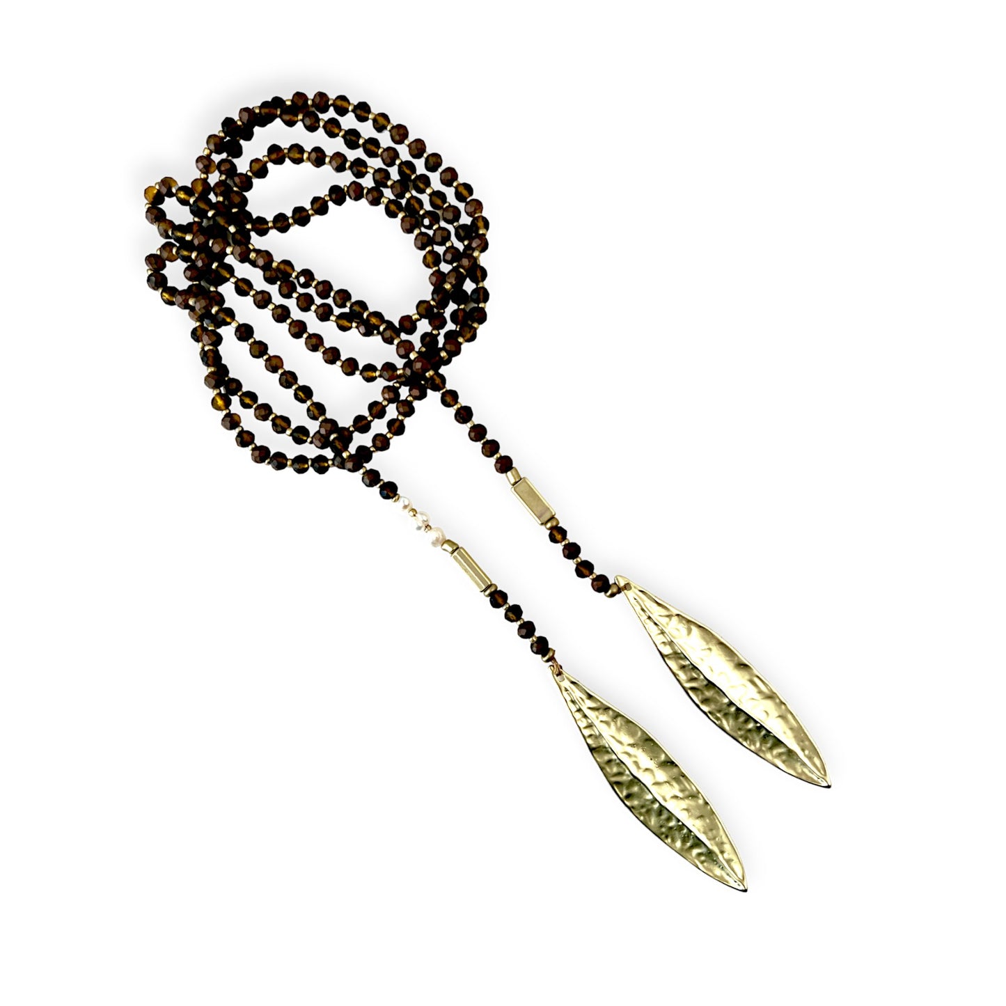 Smoky quartz leaf lariat necklace - Sundara Joon