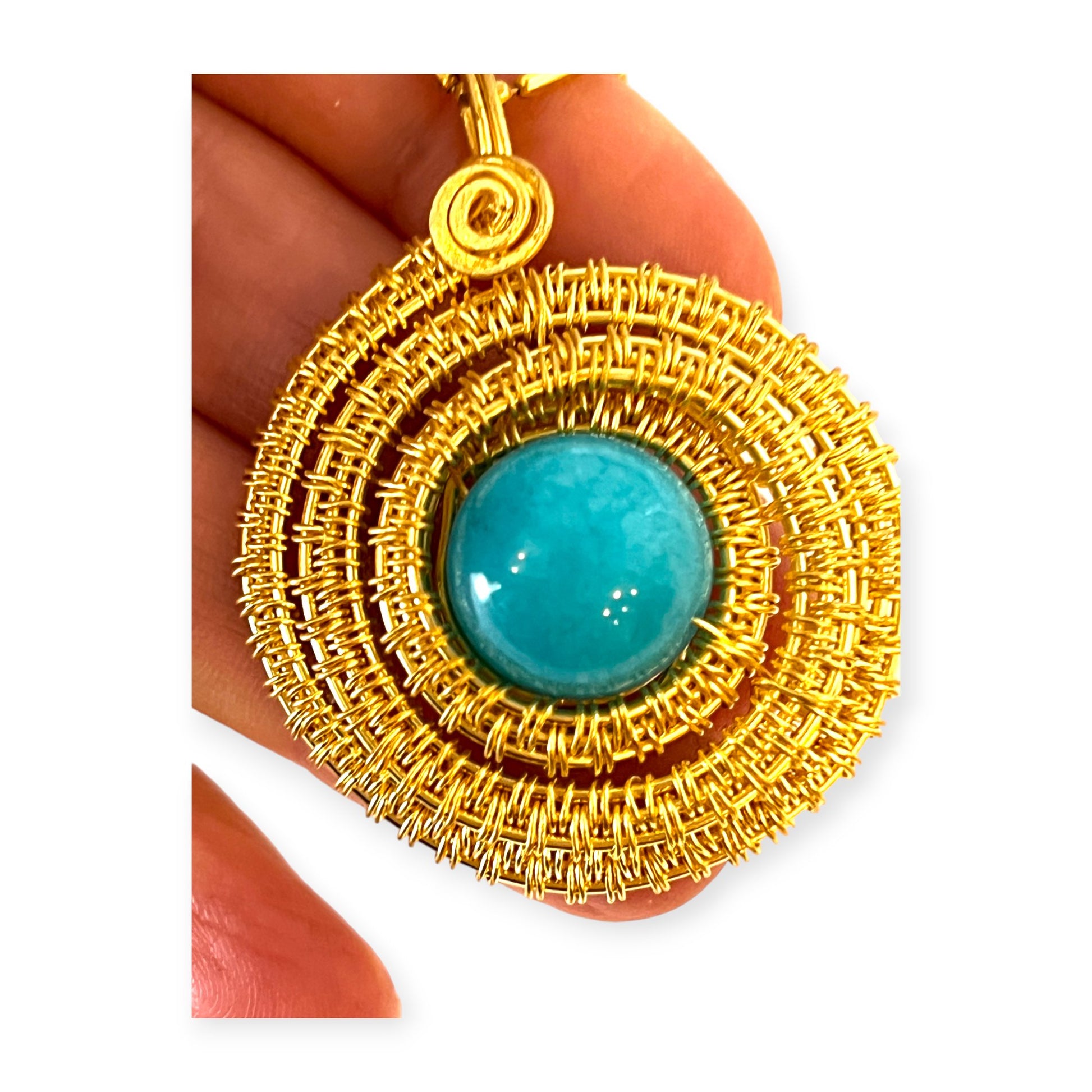 Spiral pendant with bright colored stone - Sundara Joon
