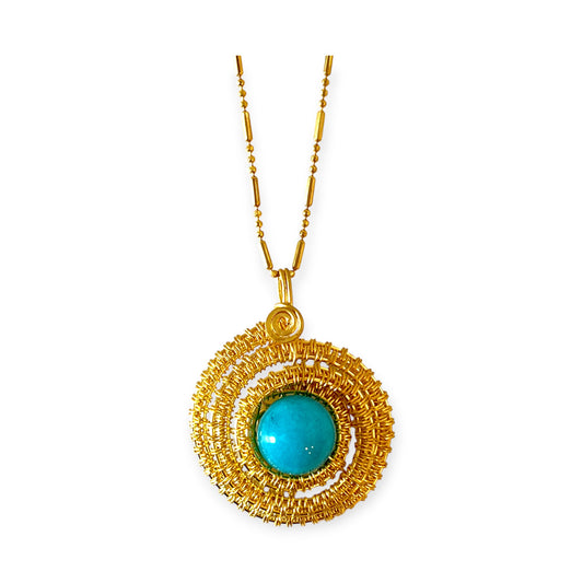 Spiral pendant with bright colored stone - Sundara Joon