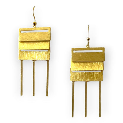Square drop statement earrings with tassels - Sundara Joon