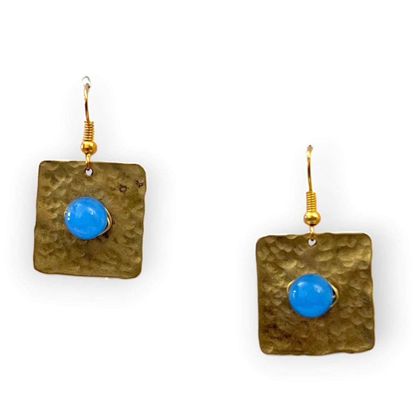 Square drop earrings with pop of blue gemstone - Sundara Joon