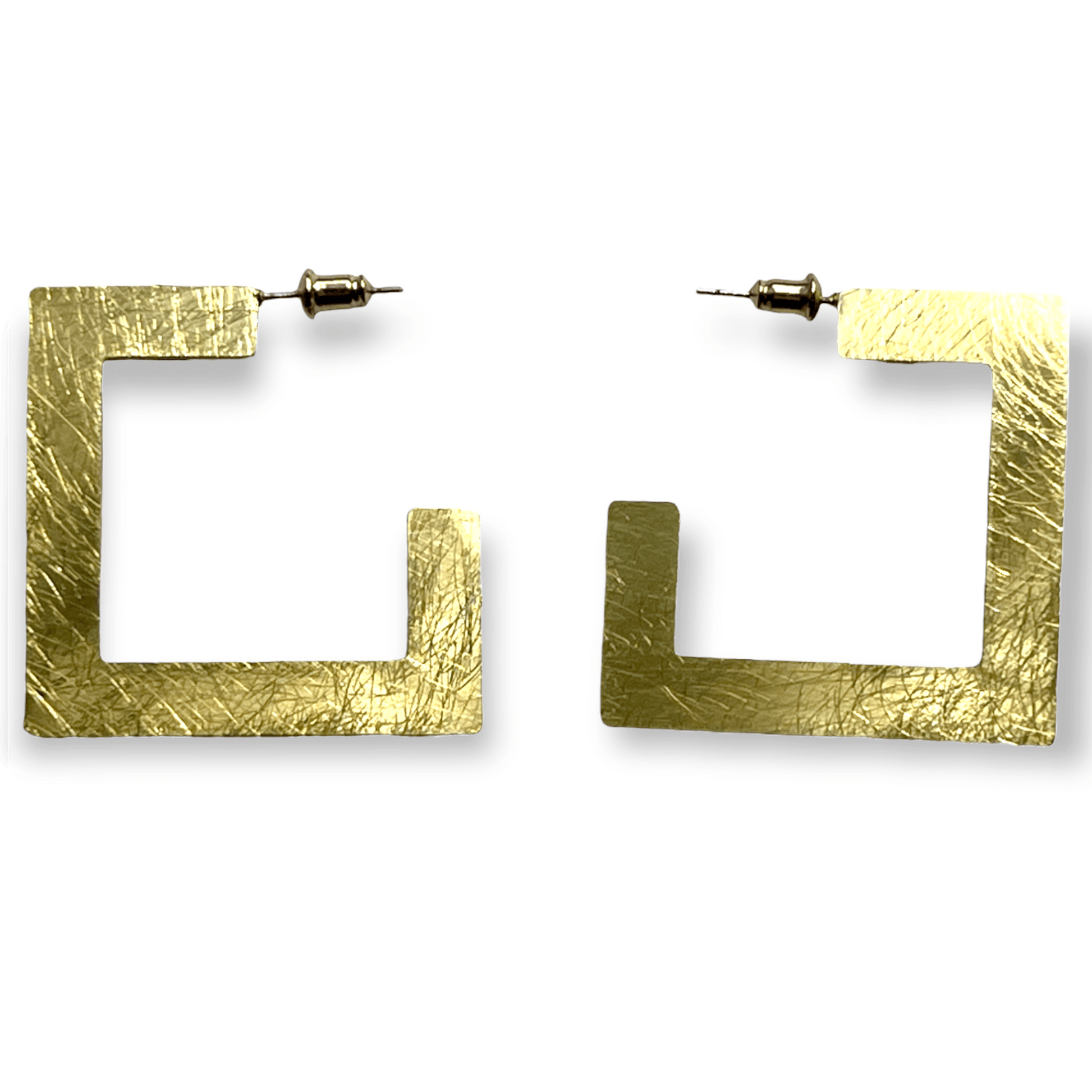 Square shaped brush drop metal earrings - Sundara Joon
