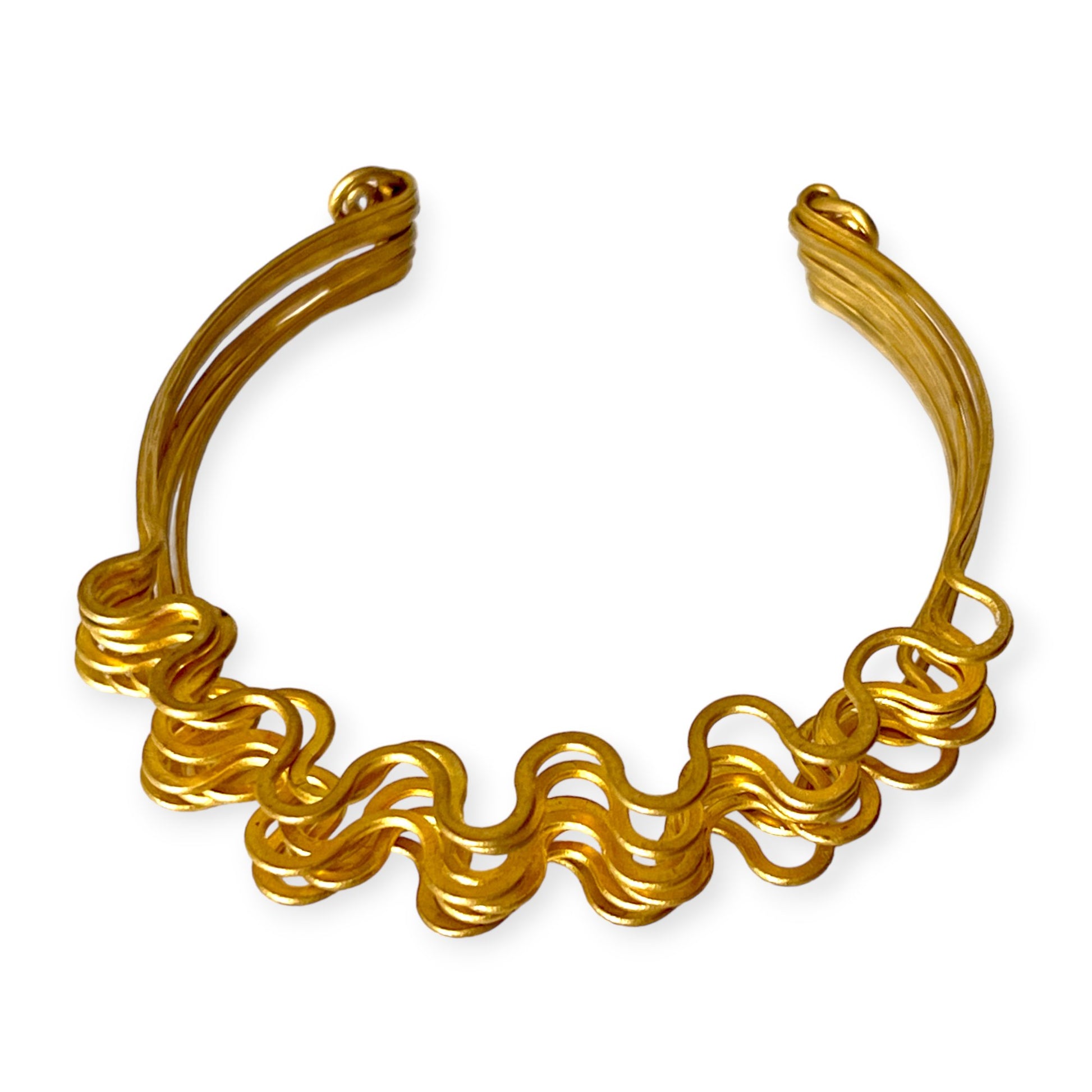 Squiggly brass metal cuff bracelet - Sundara Joon