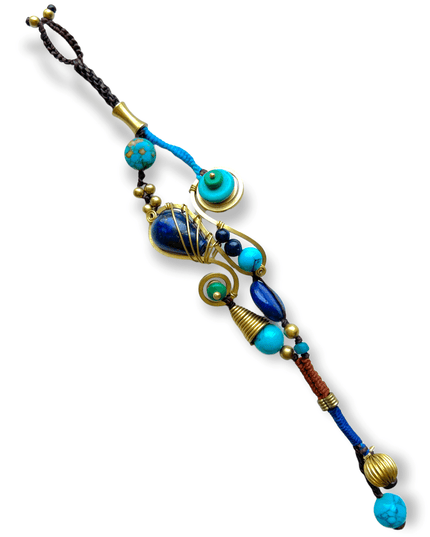 Tribal lapis lazuli and turquoise beaded bracelet - Sundara Joon
