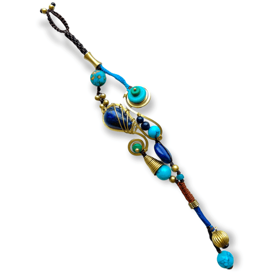 Tribal lapis lazuli and turquoise beaded bracelet - Sundara Joon