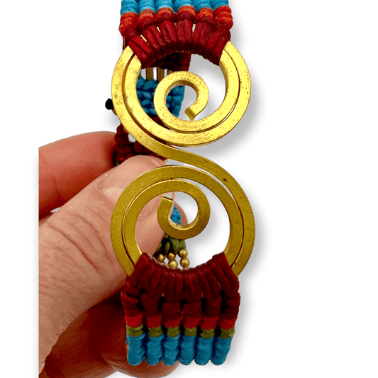 Colorful tribal inspired woven bracelet with brass - Sundara Joon