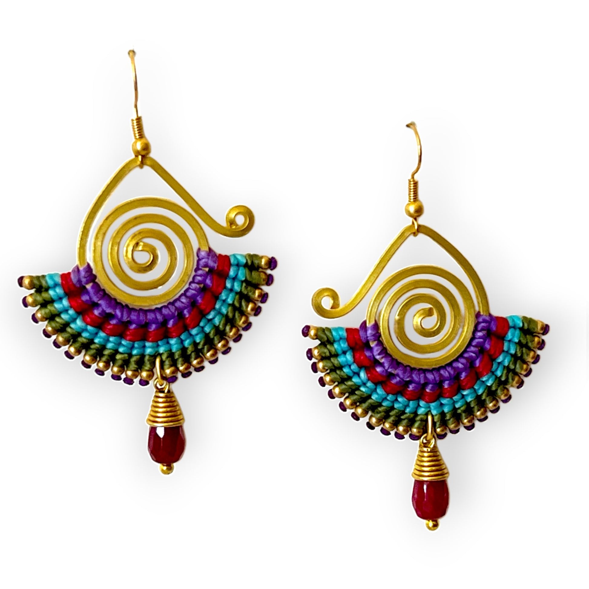Tribal swirl with colorful fan drop statement earrings - Sundara Joon