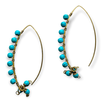 Turquoise beaded hoop drop earrings - Sundara Joon