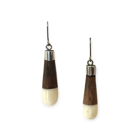Wooden drop earrings tipped with white - Sundara Joon
