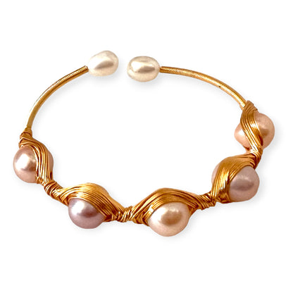 Woven cuff bracelet incorporating pearls - Sundara Joon