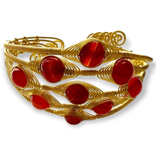 Woven gemstone beaded cuff bracelet - Sundara Joon