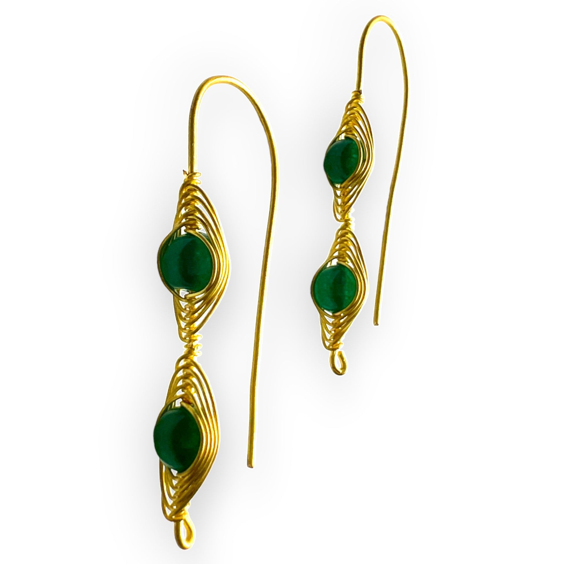 Woven green malachite beaded drop earrings - Sundara Joon
